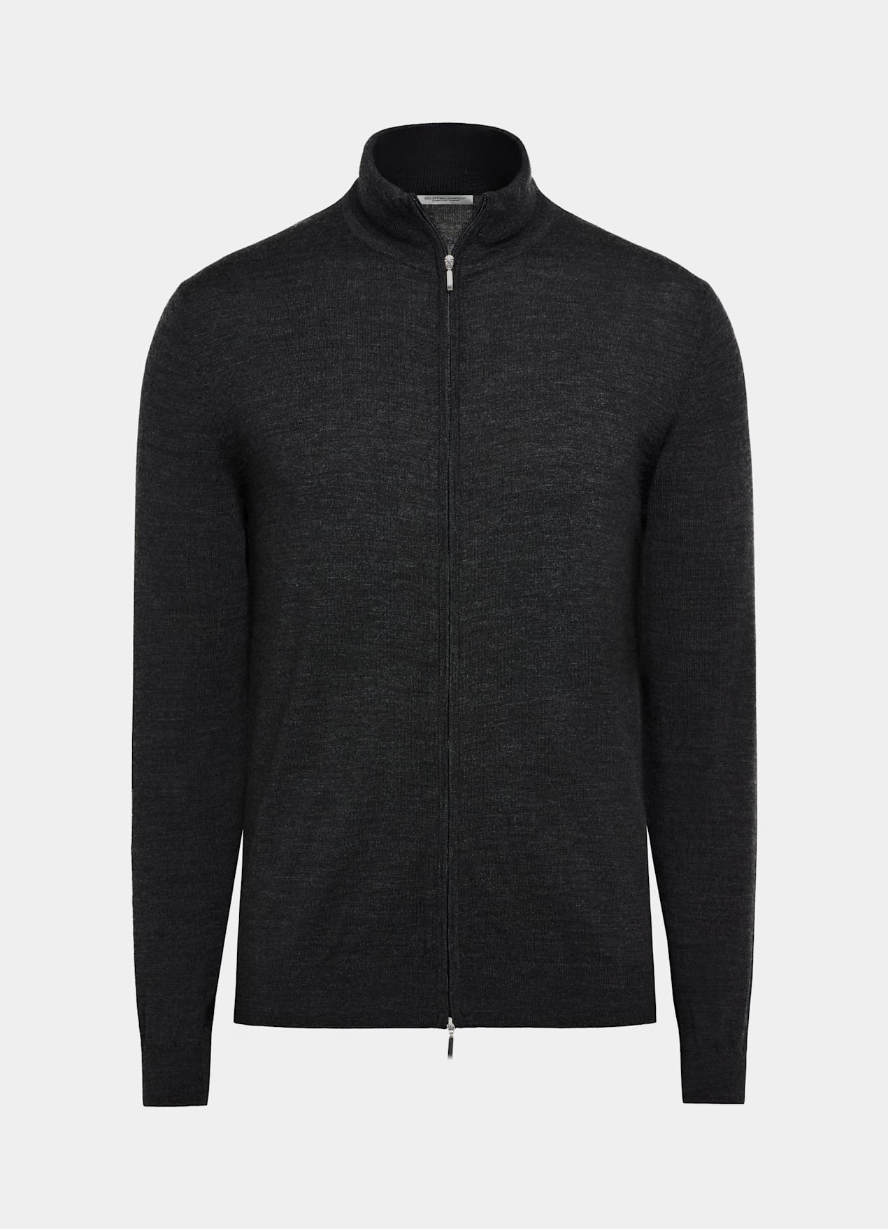 Cardigan zippé Merino gris foncé