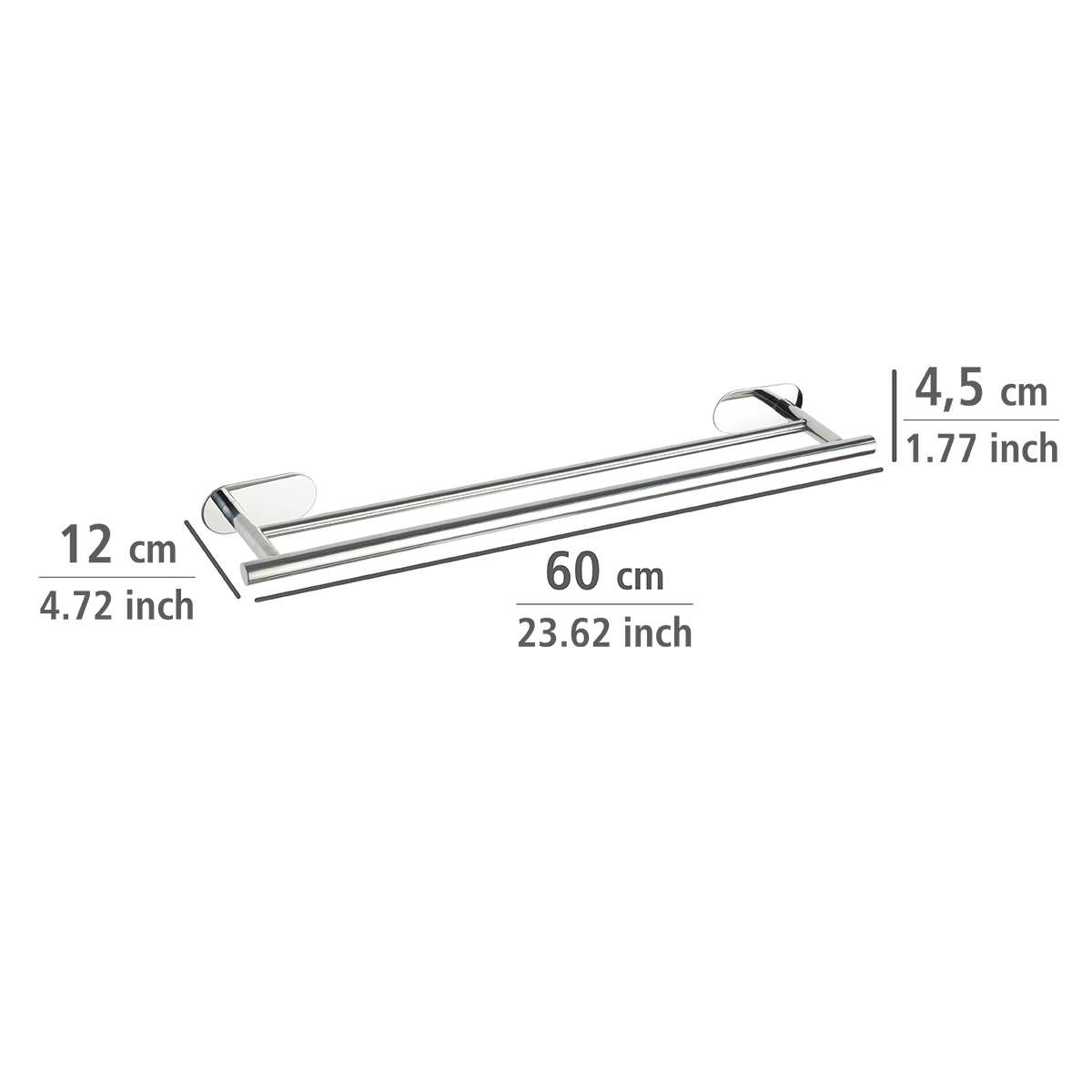 Wenko Orea turbo-loc handdoekhouder duo RVS glans