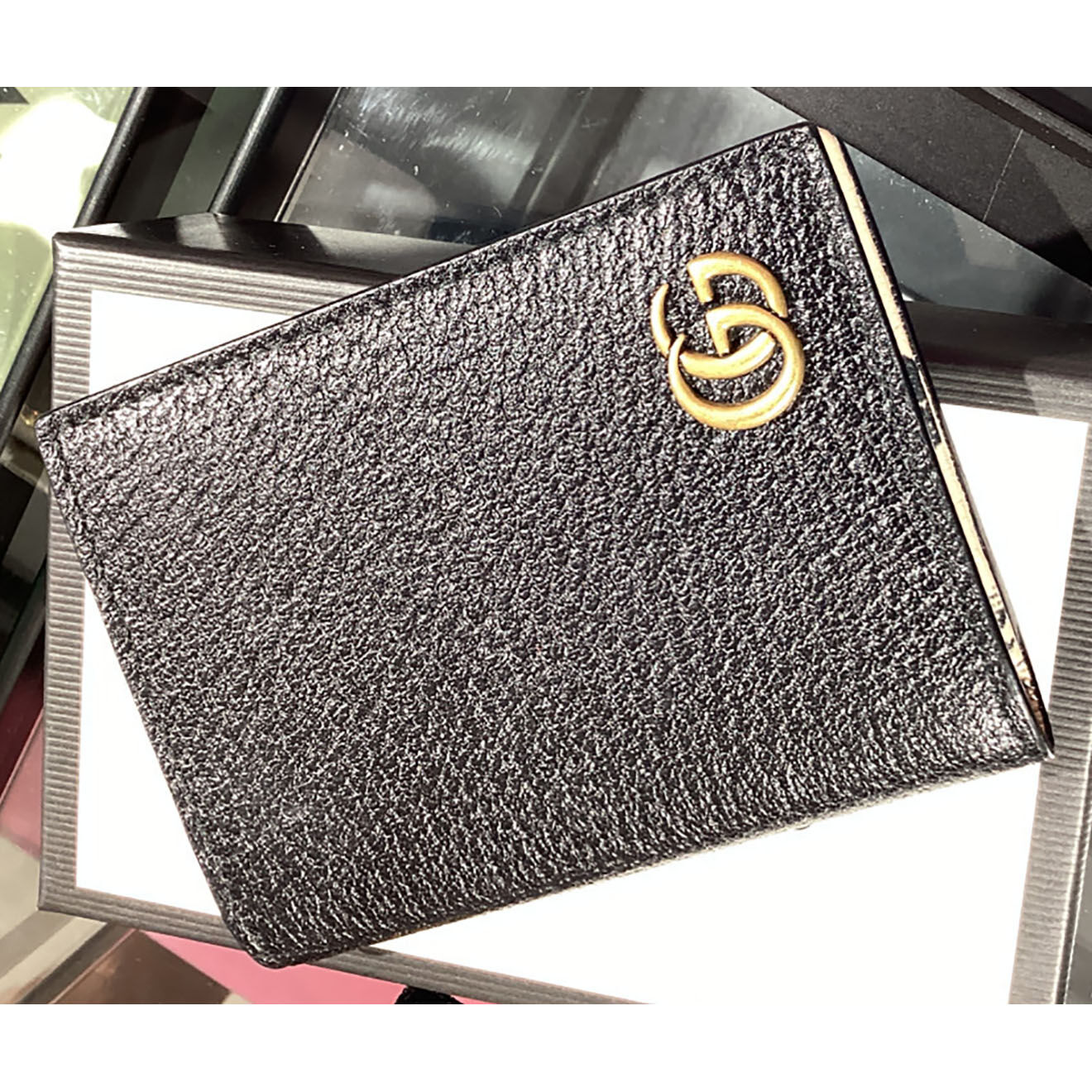 Gucci Porte-monnaie en Cuir noir - Neuf sans étiquette - 10.5x8 cm