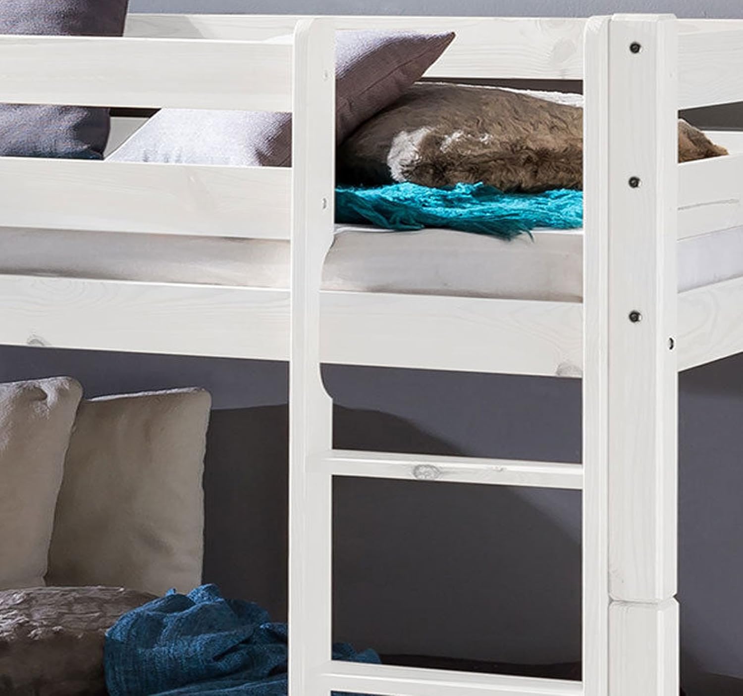 Weiss Kinderbett Etagenbett Massiv Hochbett Spielbett Stockbett 90x200 cm Matratzen geeignet