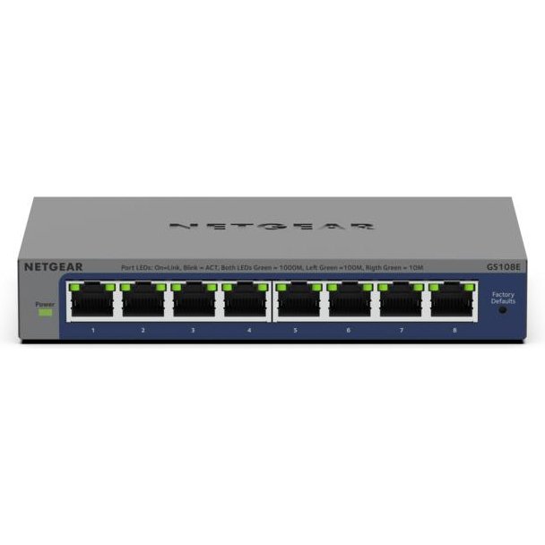 NETGEAR GS108Ev4 Non-géré L2/L3 Gigabit Ethernet (10/100/1000) Gris