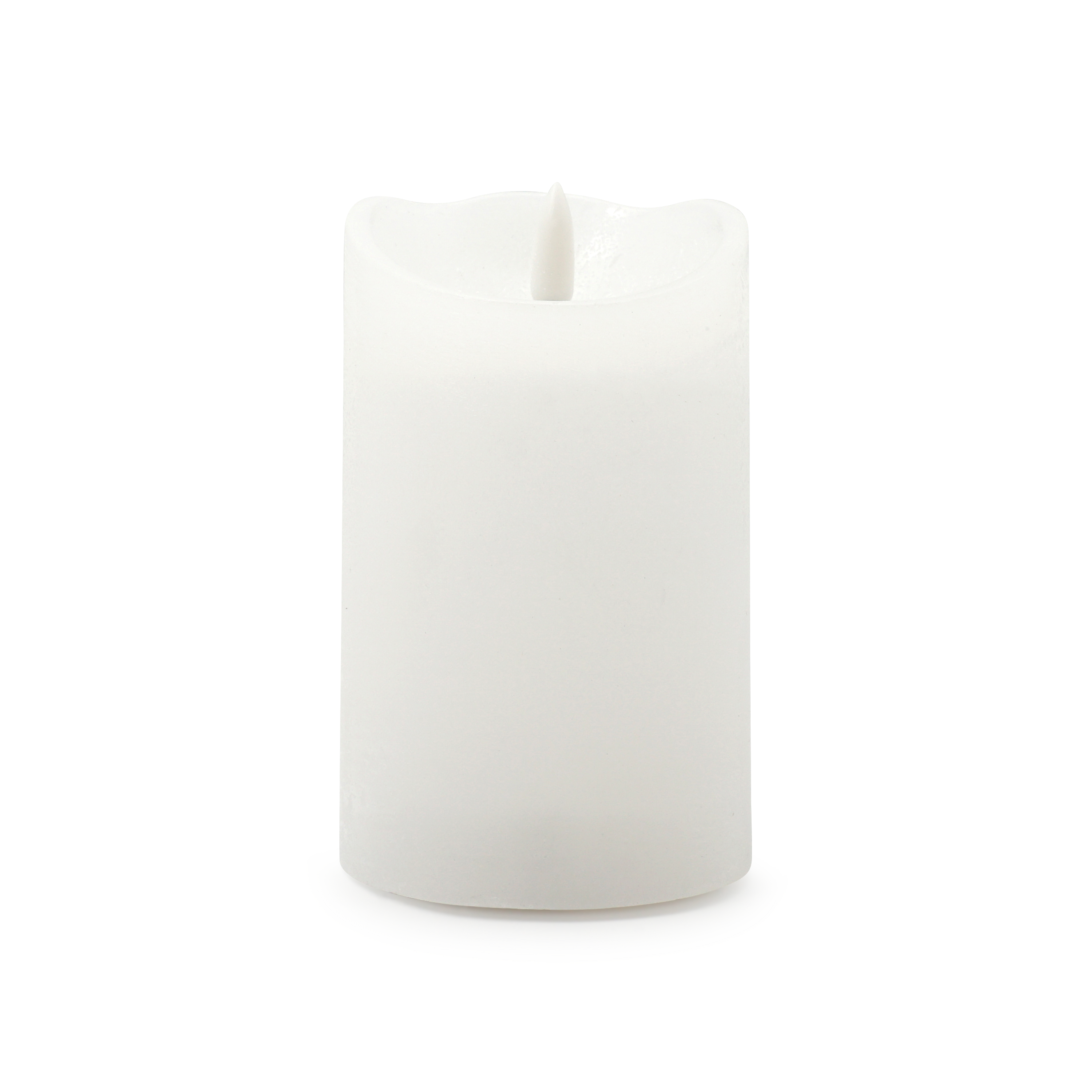 (12.5cm) Echtwachs LED Pillar Kerze Home Deko Stimmungsleuchte Flamme Rustic (12.061-14) - Weiss