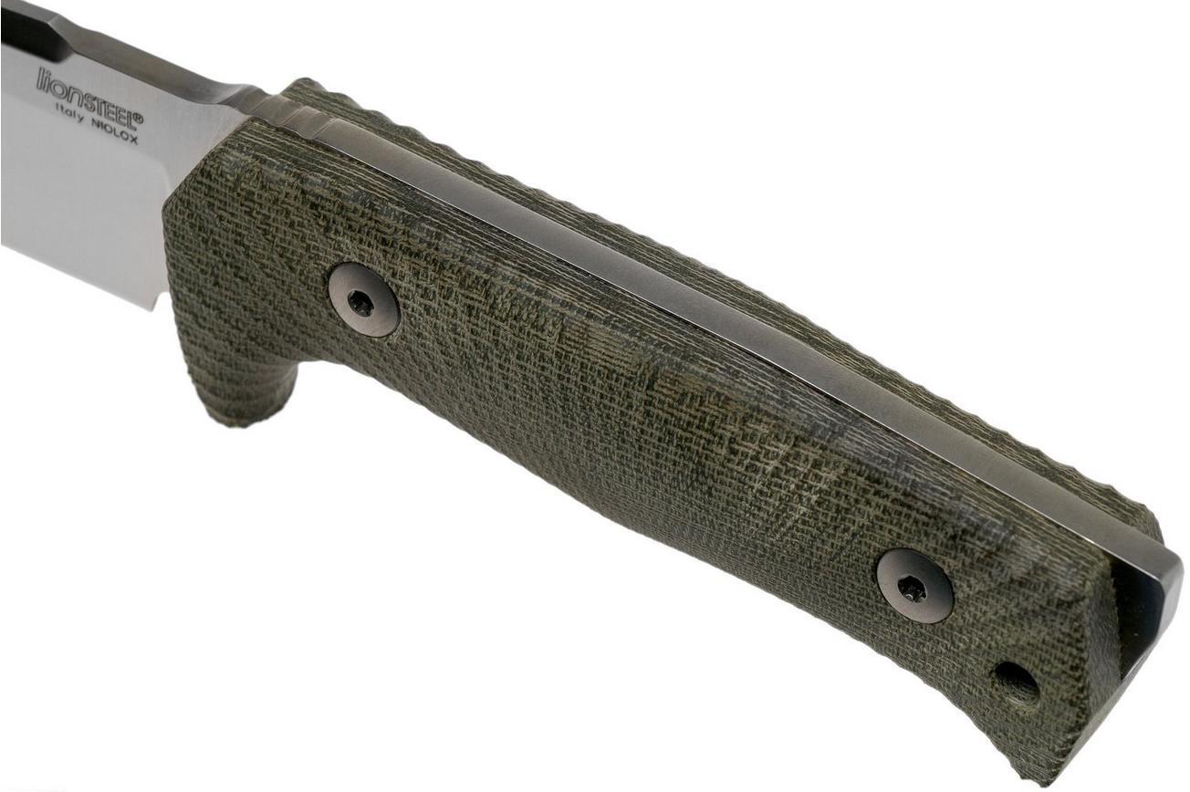 LionSteel T5-CVG Green Canvas Micarta Satin vaststaand mes