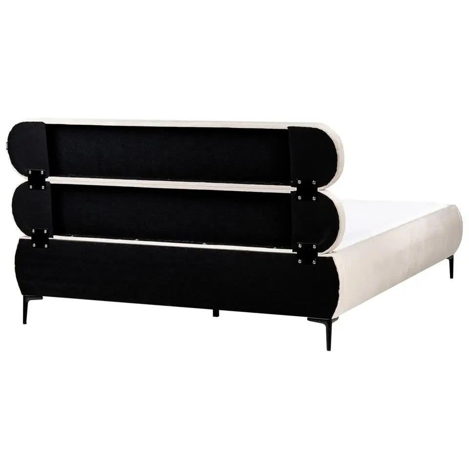 LESSAY - Tweepersoonsbed - Lichtbeige - 160 x 200 cm - Fluweel