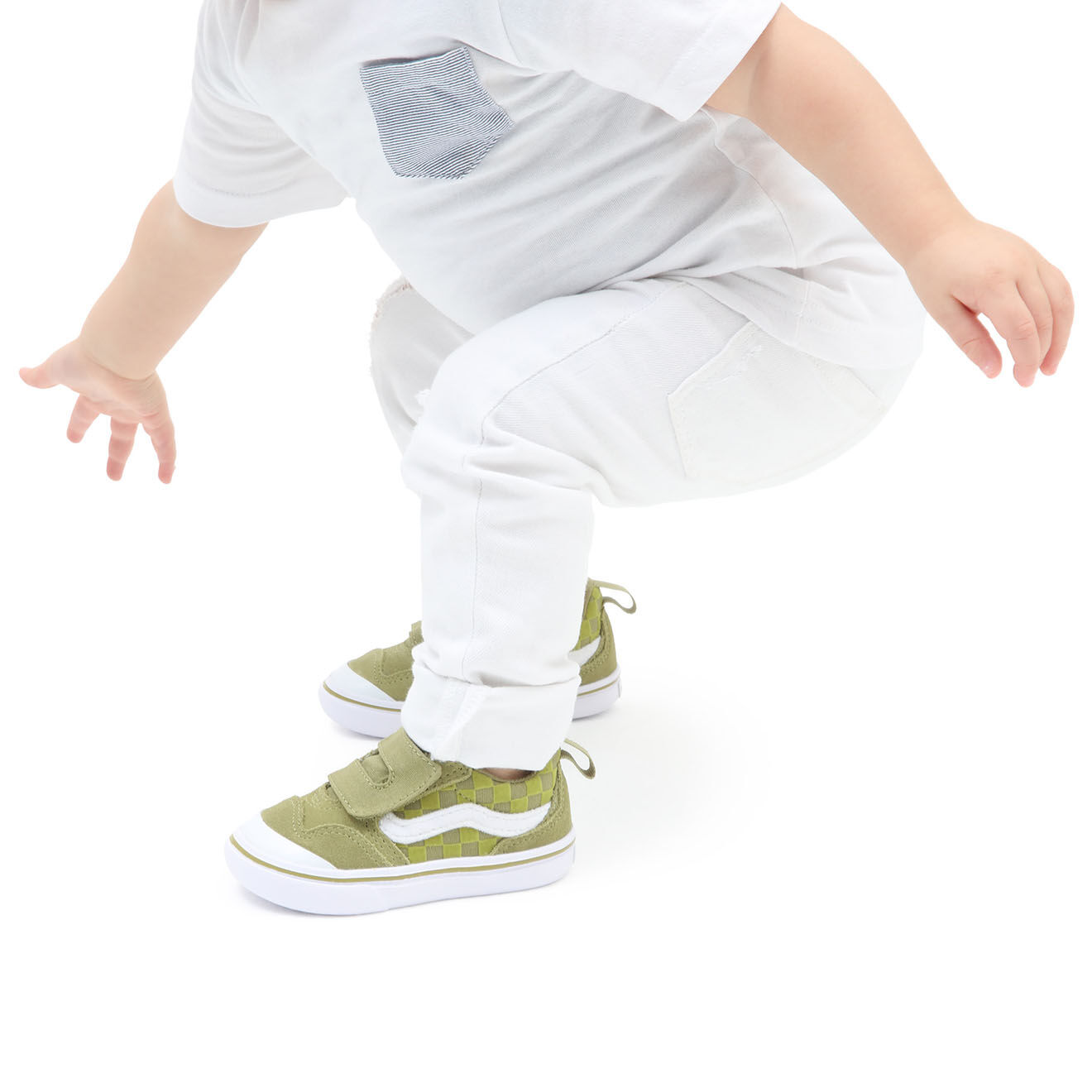 Vans Sneakers en Cuir & Textile ComfyCush New Skool V vertes