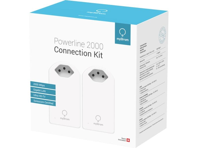 myStrom Powerline 2000 Connection Starterkit Ideal für IPTV 4K, Audio und Video Streaming und Voice over IP