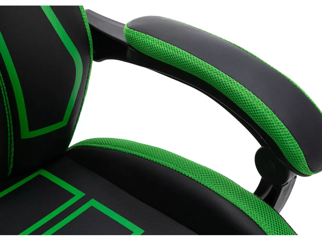 Chaise de bureau - Similicuir & Plastique - Noir / Vert - Clovis