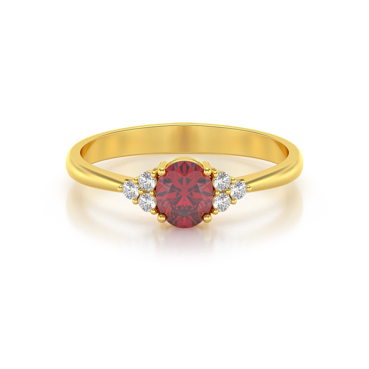 Bague ADEN Or 585 Jaune Rubis et diamants 2.20grs