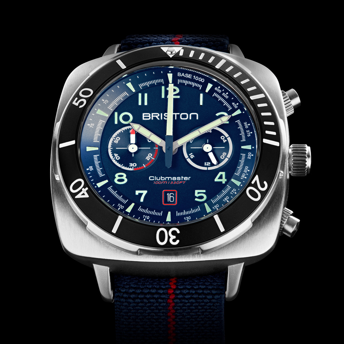 Montre BRISTON clubmaster outdoor homme bracelet tissu noir