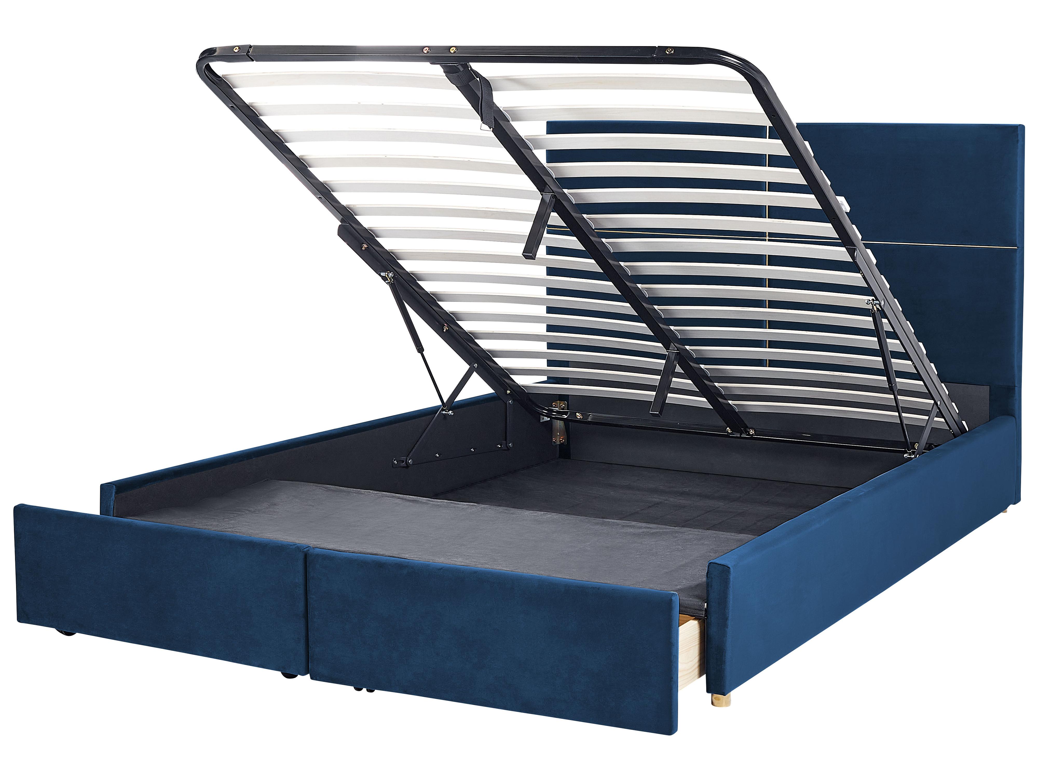 Bed met opbergruimte Fluweel VERNOYES 180 x 200 cm Marineblauw