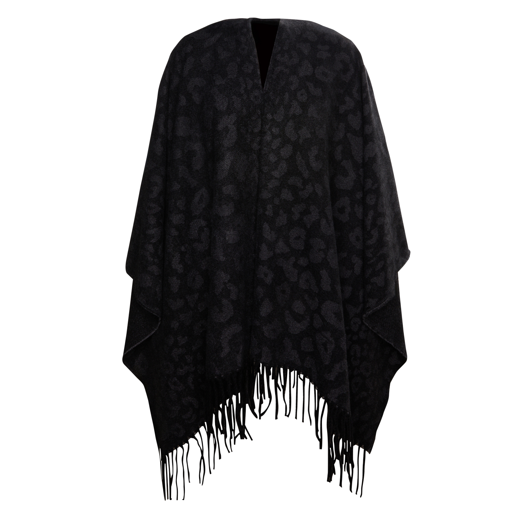 CARZOLA - Poncho motif léopard | Noir