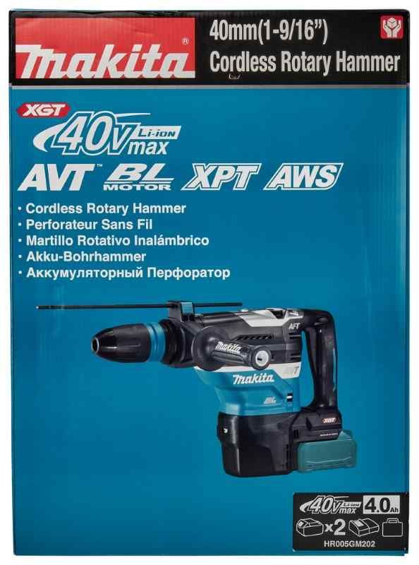 Makita HR005GM202 40V Max Combihamer set (2x 4.0Ah) in koffer met AWS zender
