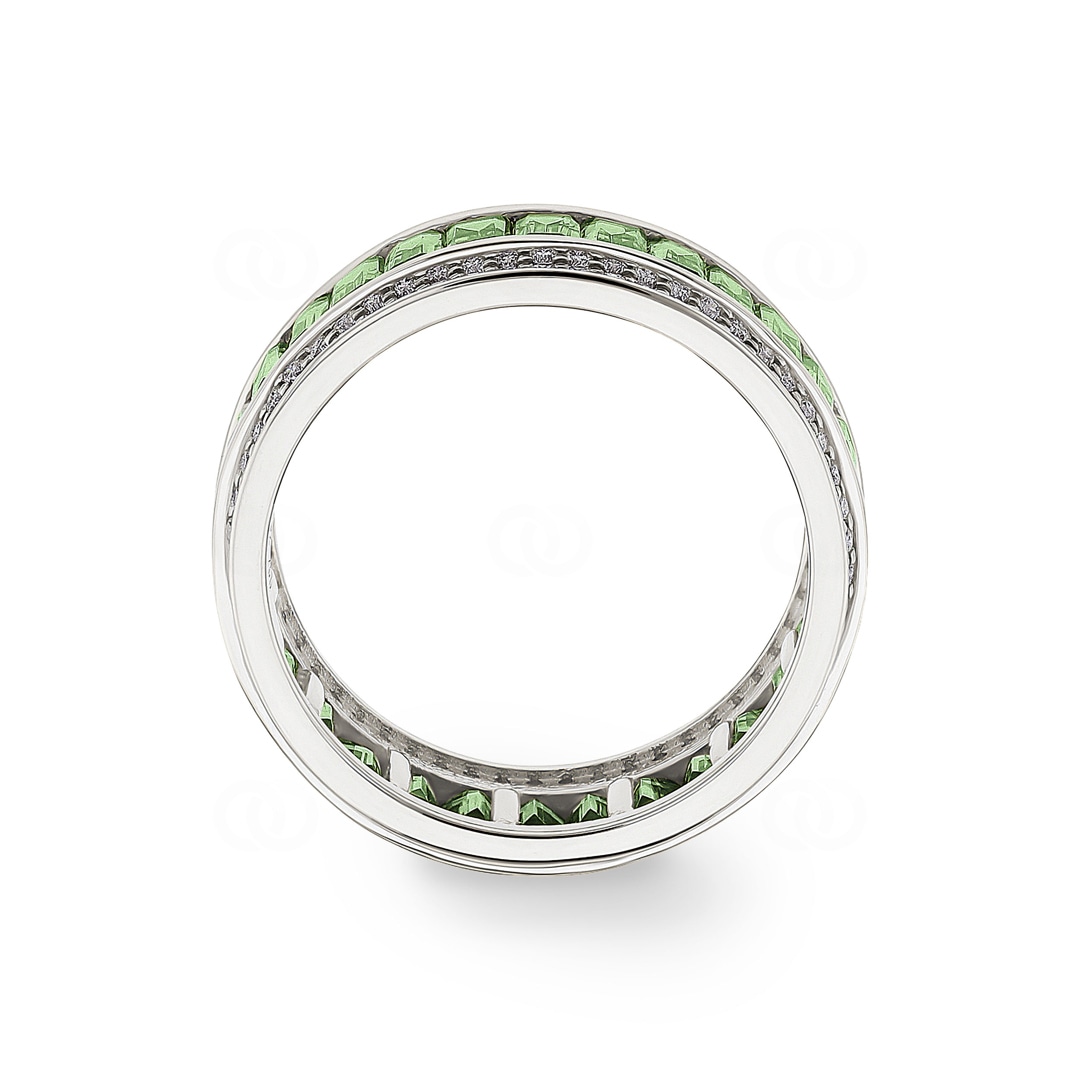 Ring 750/18 K Weissgold mit Peridoten & Diamanten 0.41 ct H/si