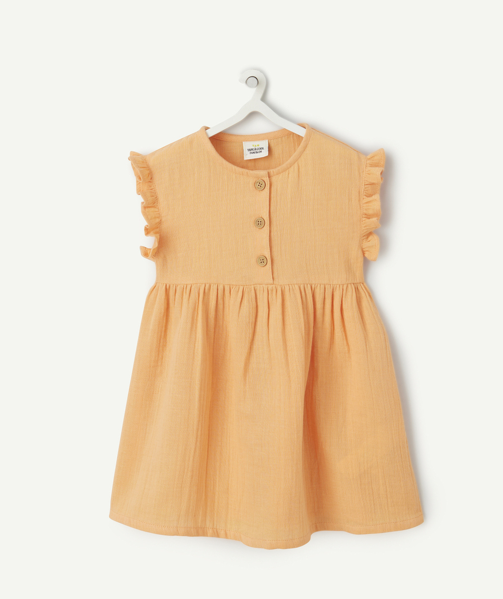 robe bébé fille en gaze de coton orange avec volants