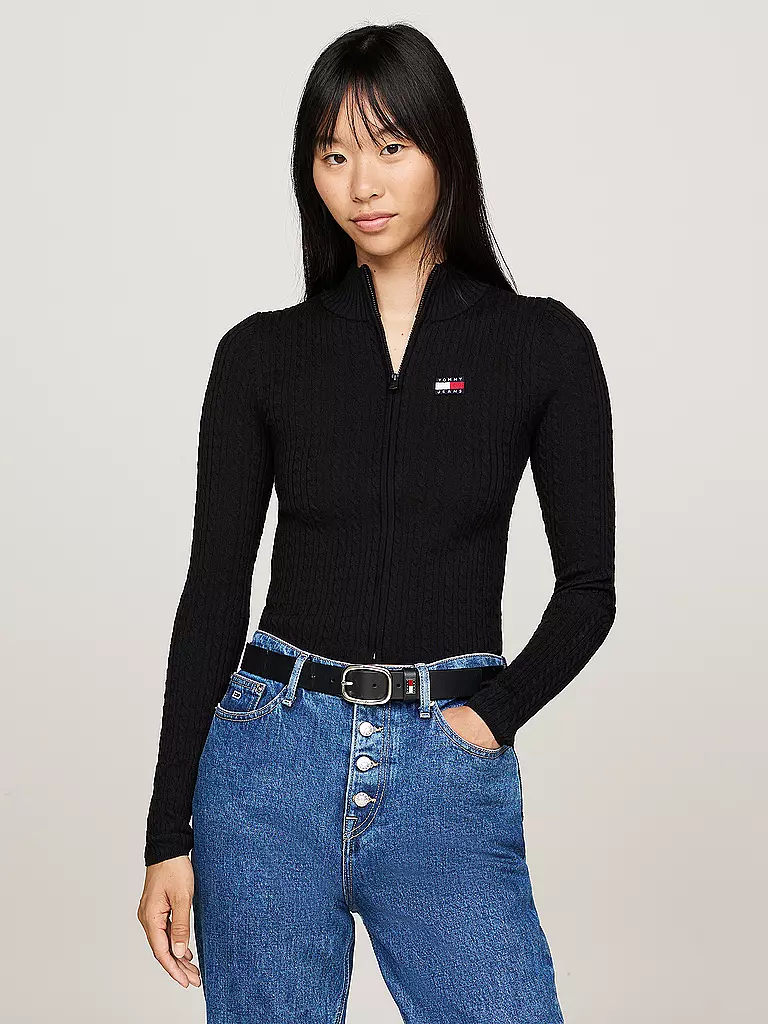 TOMMY JEANS Strickjacke  schwarz