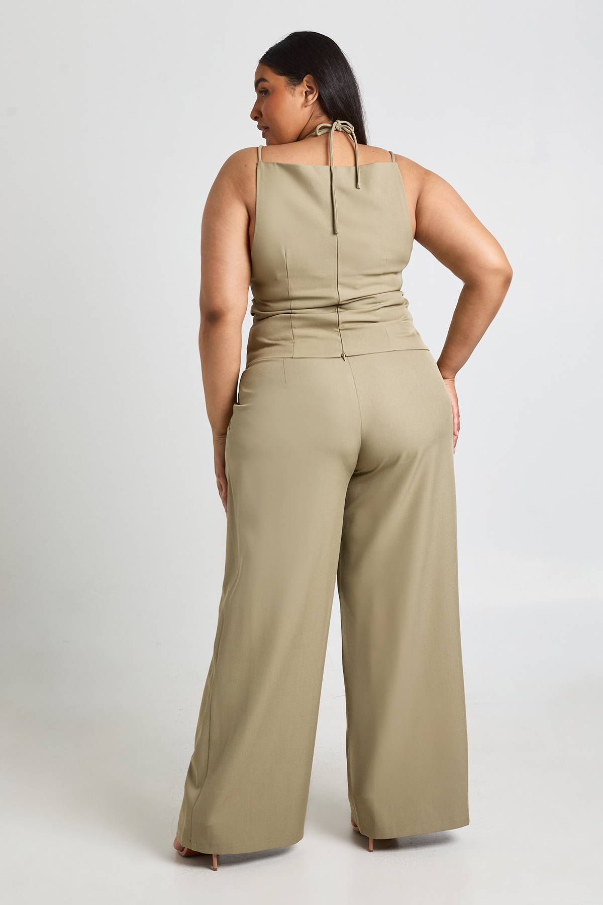 boohoo Pantalon Large Tailleur Grande Taille