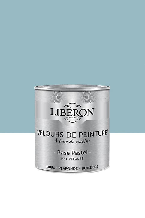 Peinture multisupport murs, plafonds et boiseries Velours de peinture bleu aigue marine Libéron 0,5L