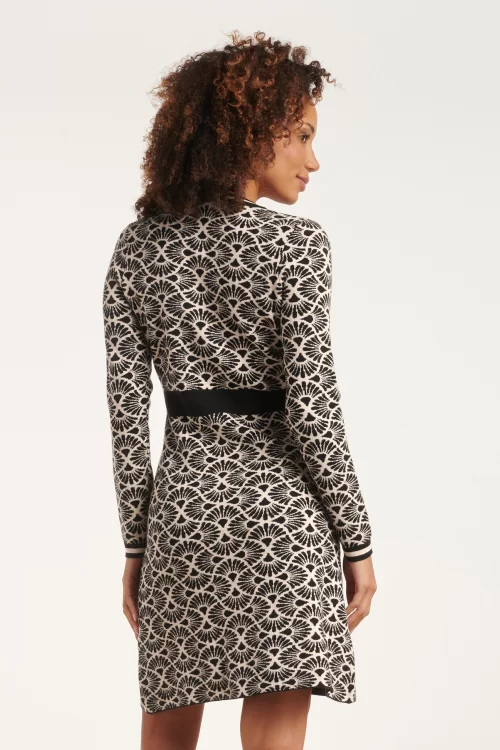 Smashed Lemon Maya gebreide jurk in zwart en zand