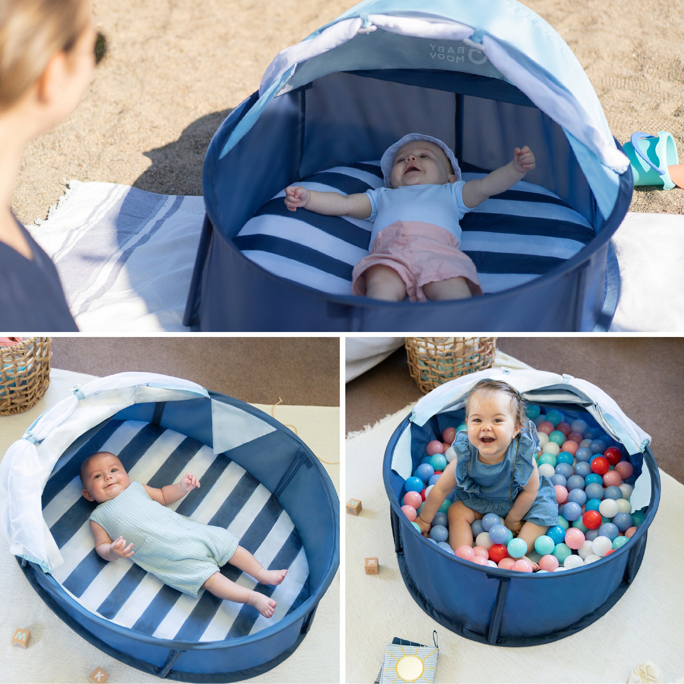 Babymoov Strandmuschel & Reisebett Babyni 2in1 mit UV-Schutz 50+