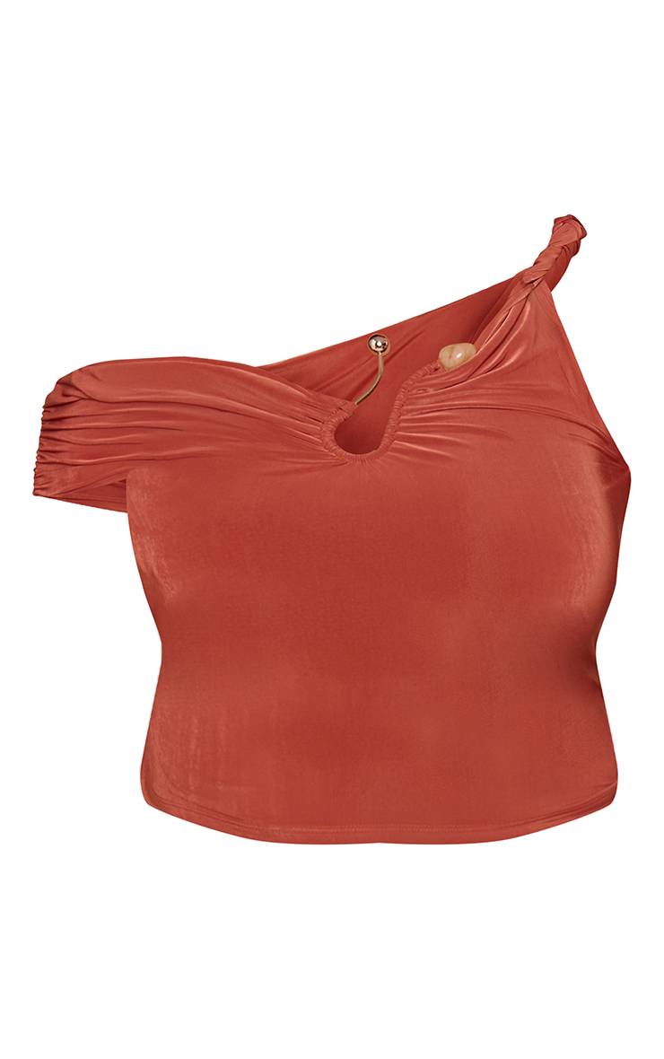 Orange Top Court Moulant Grande Taille Avec Détail Bandeau
