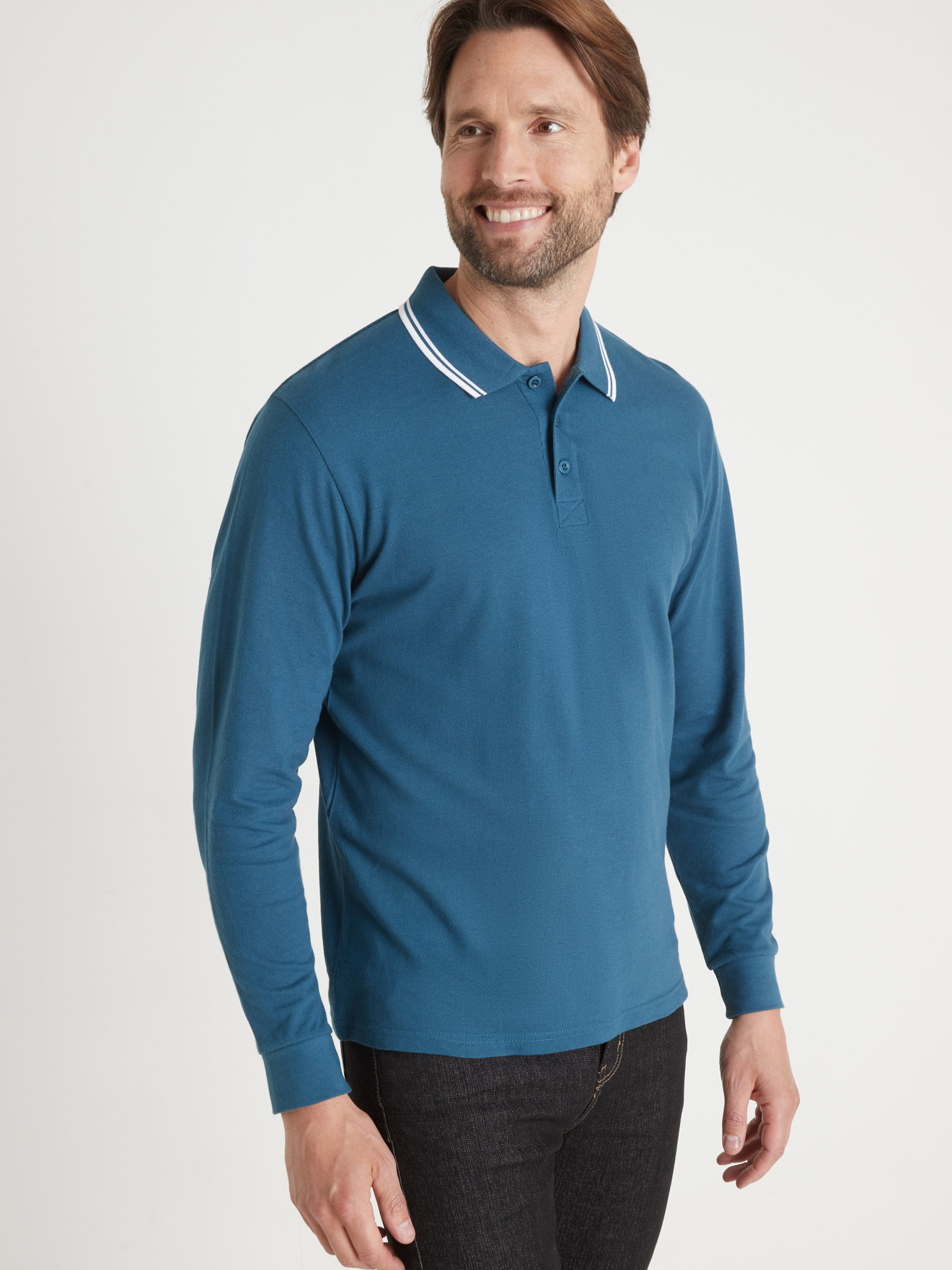 Polo manches longues maille piquée