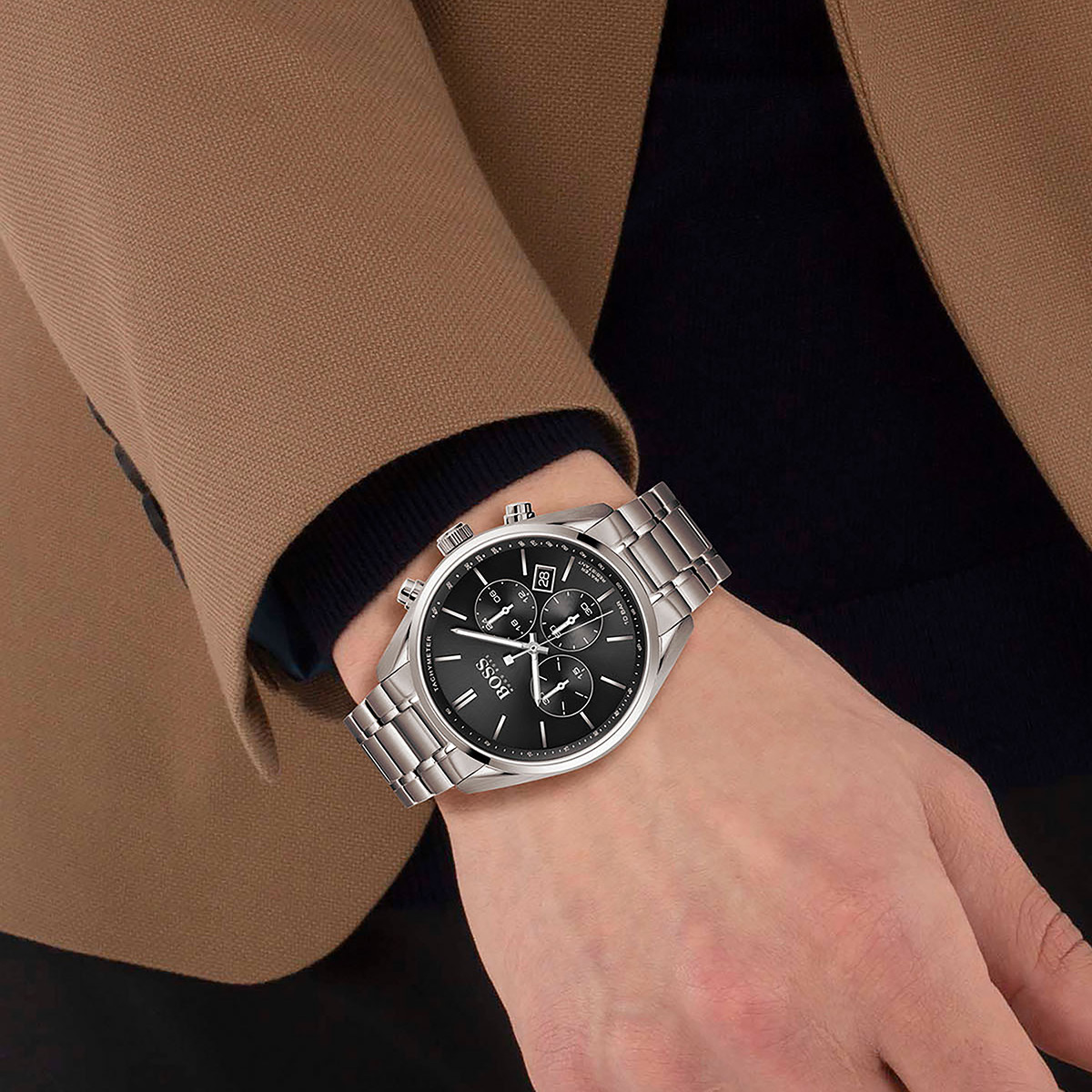 Montre Boss homme chronographe acier