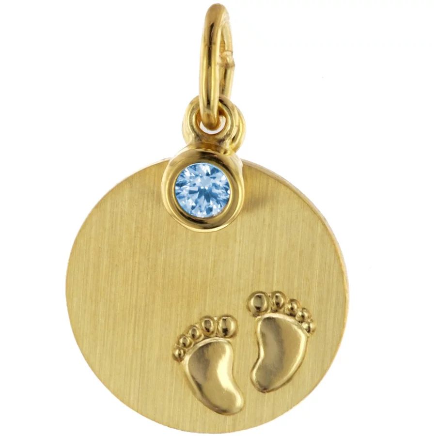 trendor Gravur-Anhänger 333 Gold Ø 12 mm mit blauem Einhänger gold