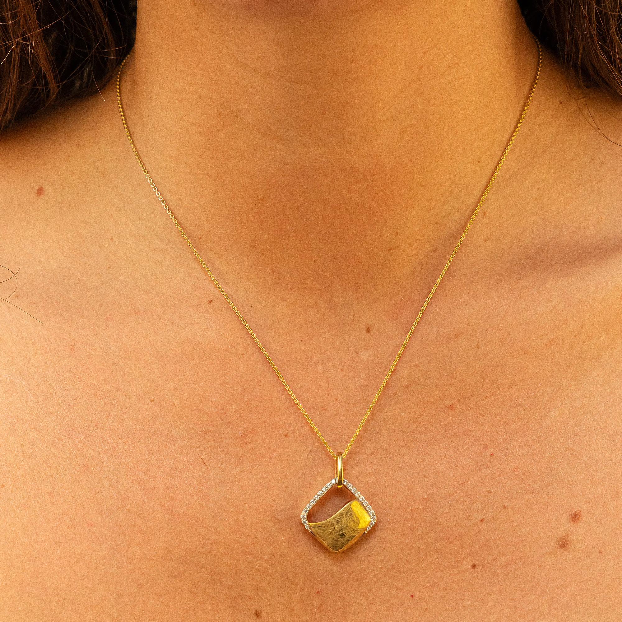 Fascination by Ellen K. Halskette 585 Gold glanz/matt mit Zirkonia weiß