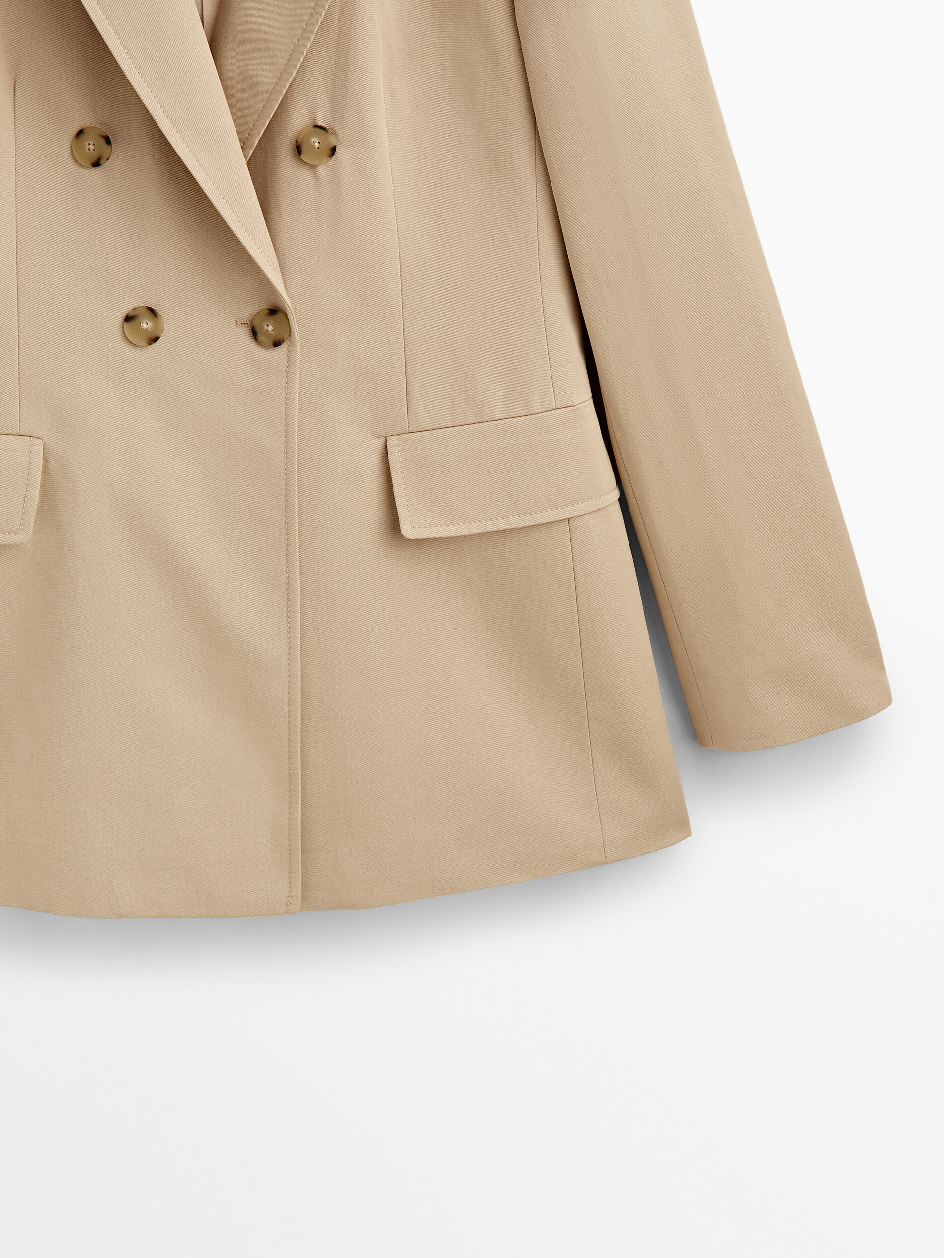 Americana cruzada mezcla algodón linho - Beige Clear