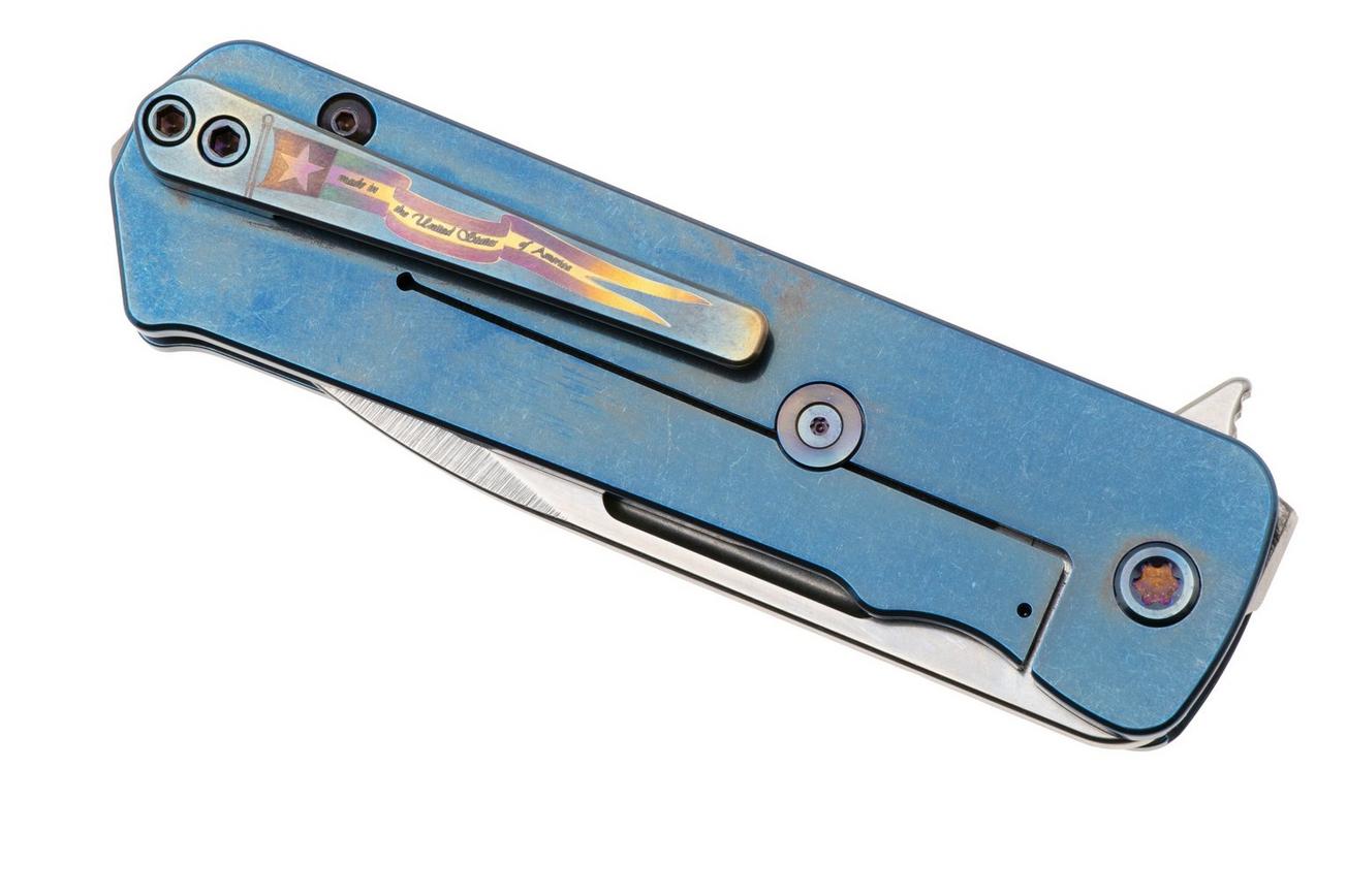 Medford TFF-4 25-TFF4-04, Tumbled S45VN Droppoint, Blue Predator Titanium Handle, Flamed Hardware zakmes