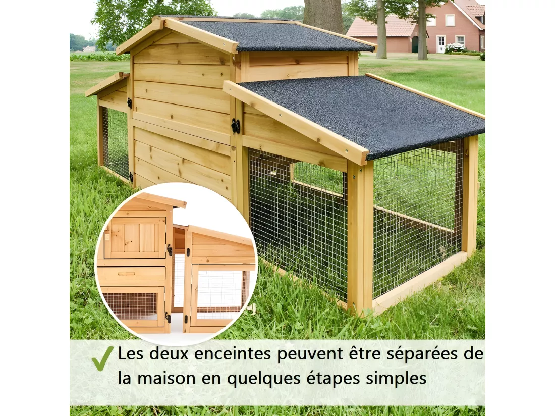 Cage Clapier Enclos lapin Extérieur en bois Haute Qualité pour lapins petits animaux- Modèle : 087 Alpine 180x62x72cm