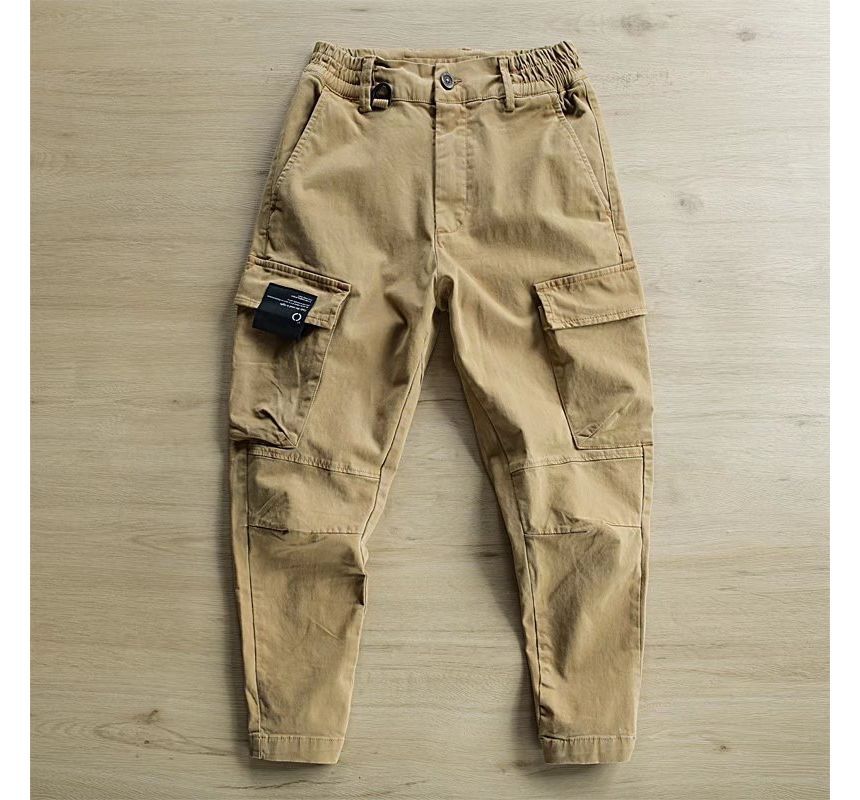 Sinlarity - Mid Rise Plain Tapered Cargo Pants