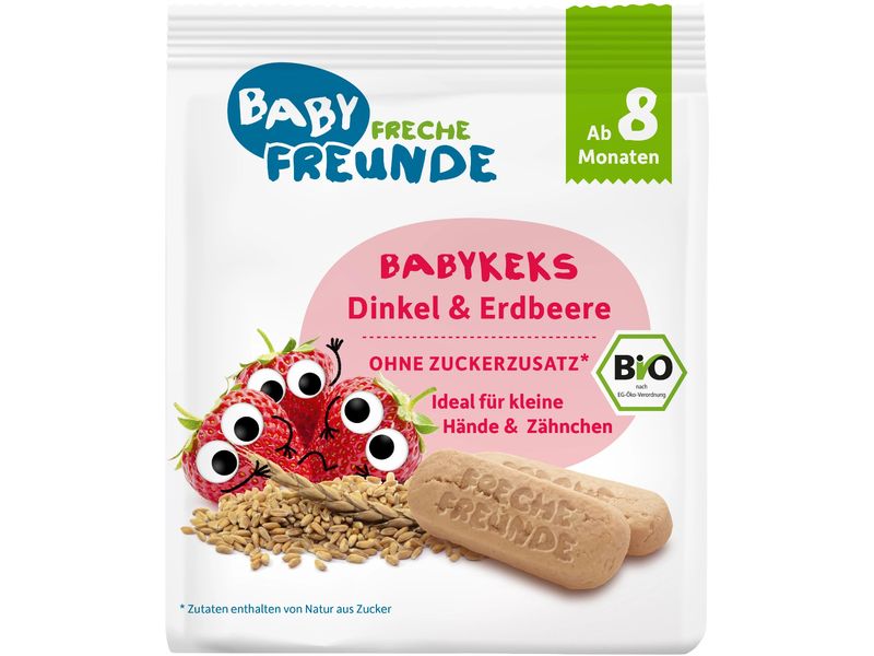 Freche Freunde Kekse Dinkel Erdbeere 100 g Bio-Dinkelgebäck mit Erdbeerpulver