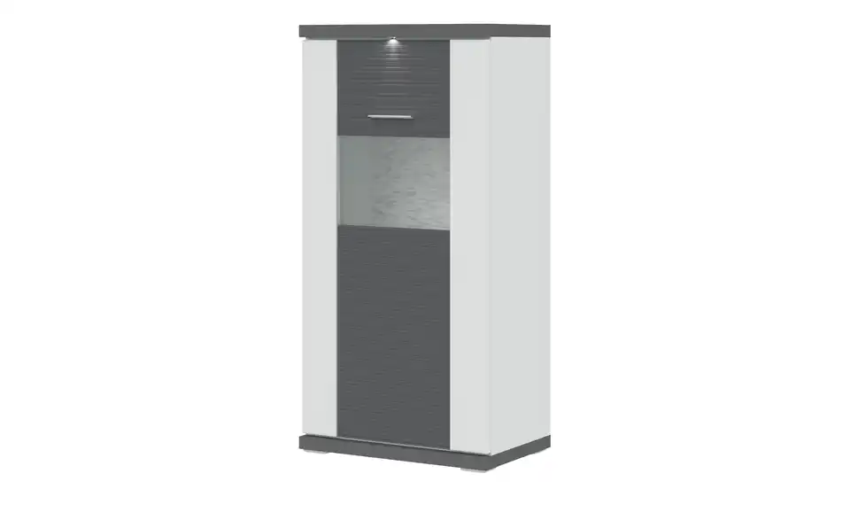 Highboard Toulon Weiß, Graphit rechts Spotbeleuchtung