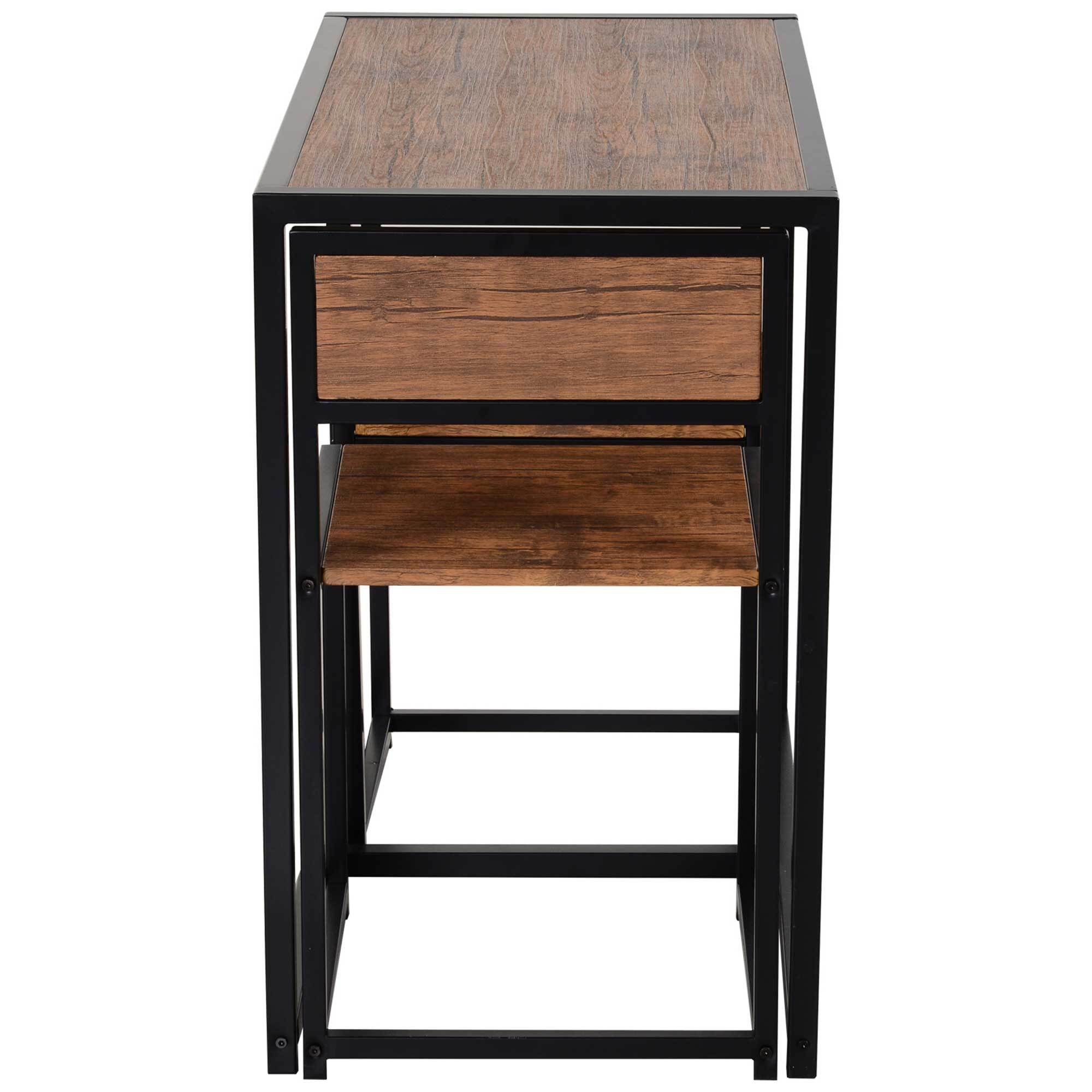 HOMCOM Essgruppe mit 2 Stühlen schwarz, natur 90L x 47B x 76H cm
