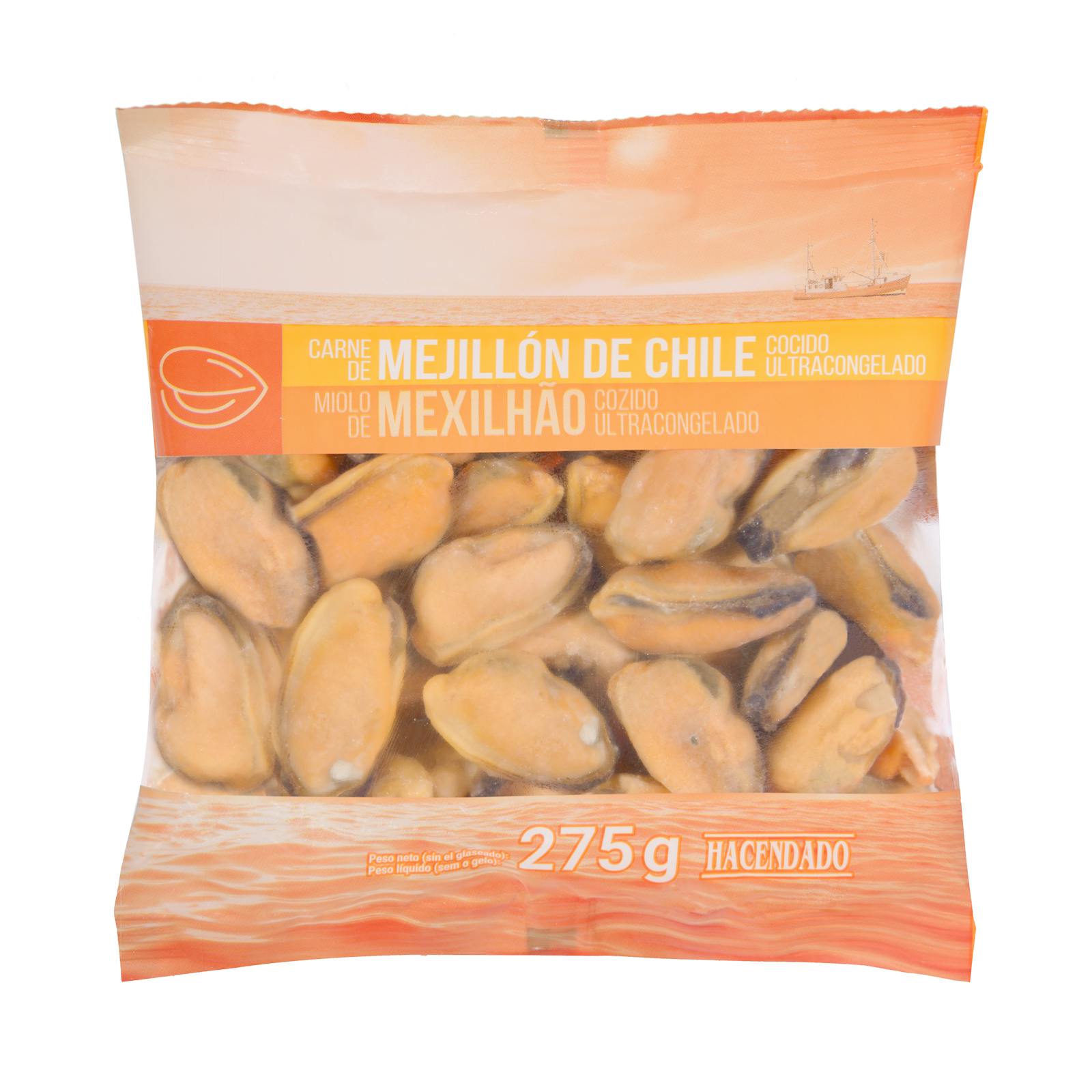 Viande de moules chiliennes cuites ultra-surgelée Hacendado