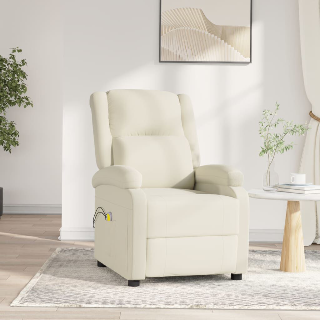 vidaXL Elektrische massagestoel, crème, fluweel