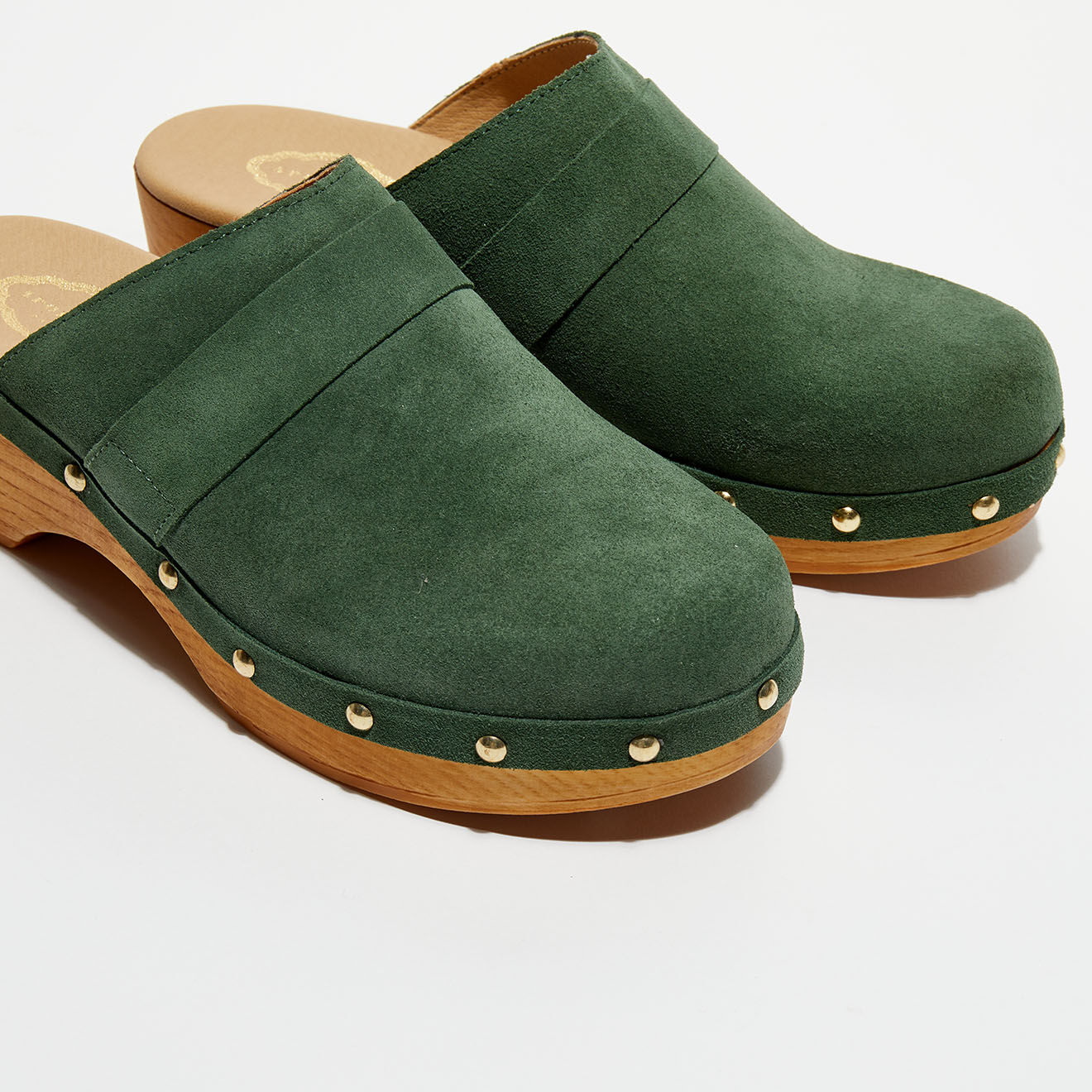Apologie Studio Sabots en Velours de Cuir Sofia kaki - Talon 5 cm