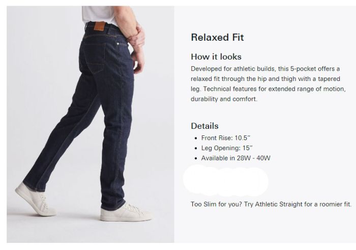 Performance Denim Men Relaxed Taper 32'' herrebukser