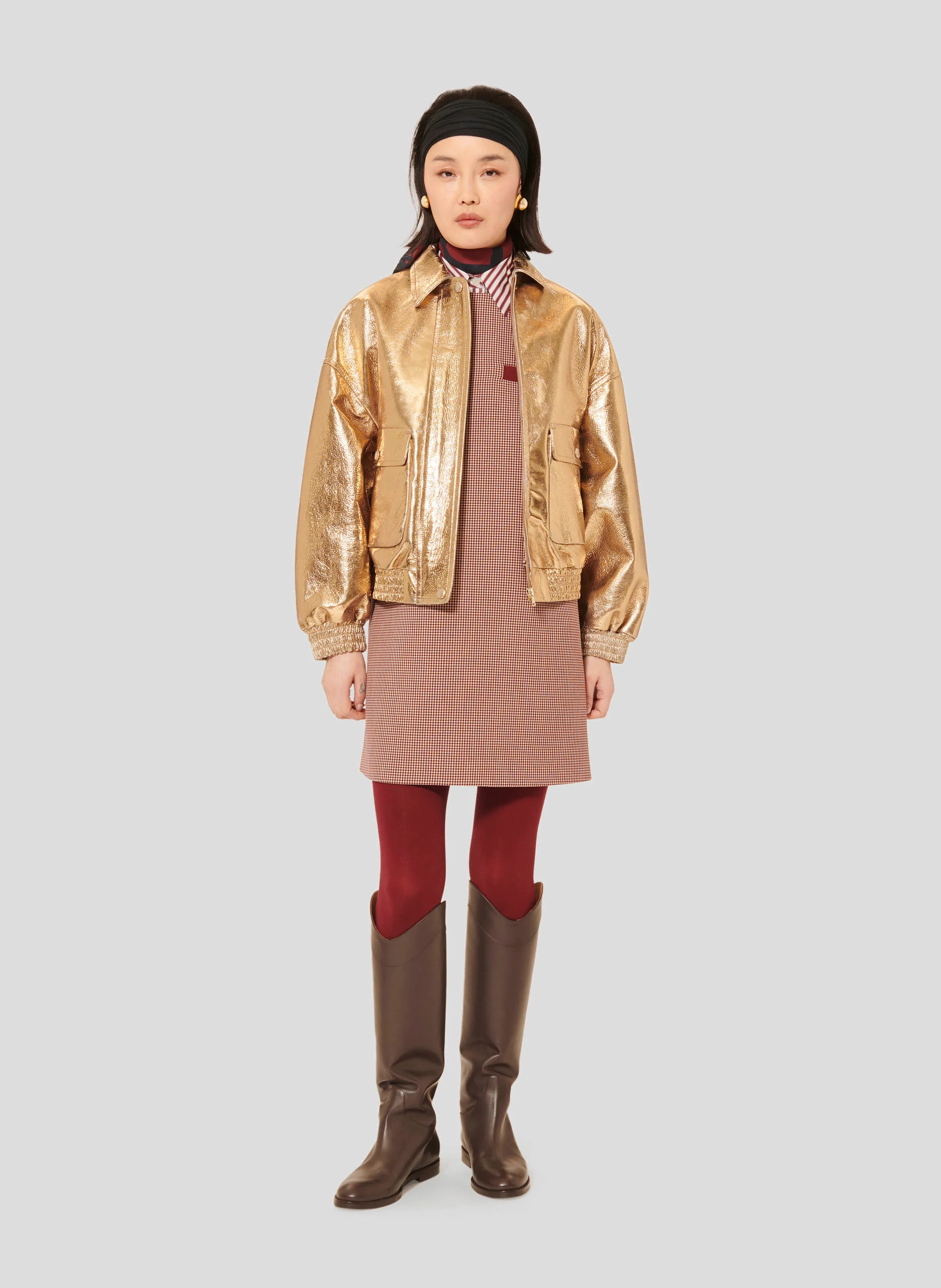 BIBBA - Blouson oversize en cuir métallisé | Jaune