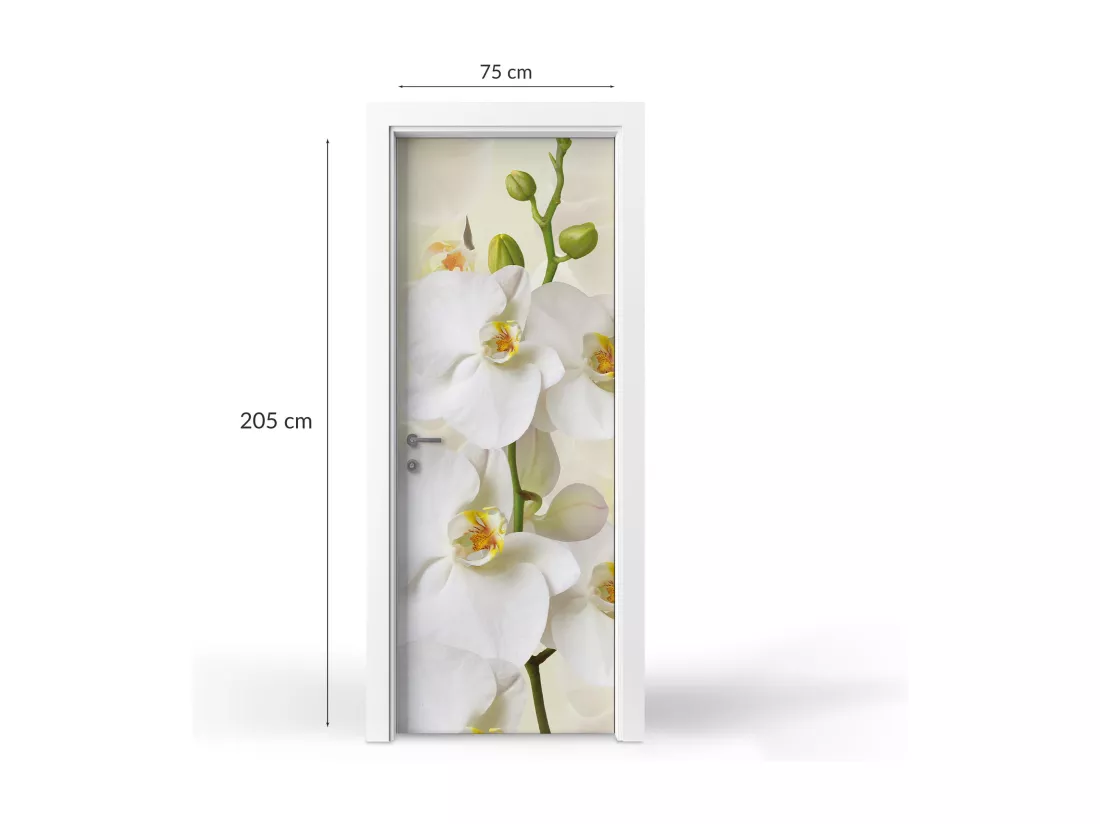 Stickers de porte autocollants - Orchidées blanches 75x205 cm
