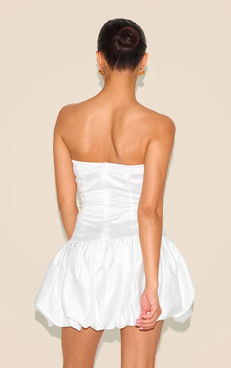 Blanc Robe Corset Ballon En Satin Petite