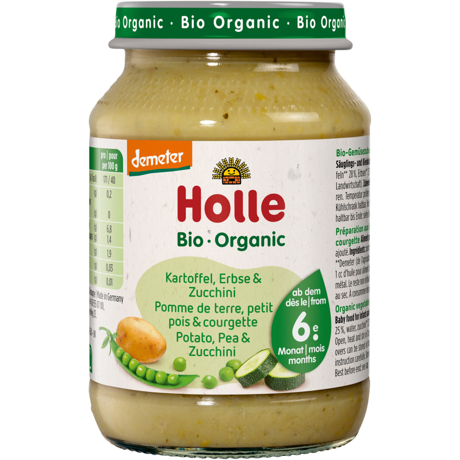 Holle Demeter Bio Brei Kartoffeln mit Erbsen & Zucchini 6+ Monate