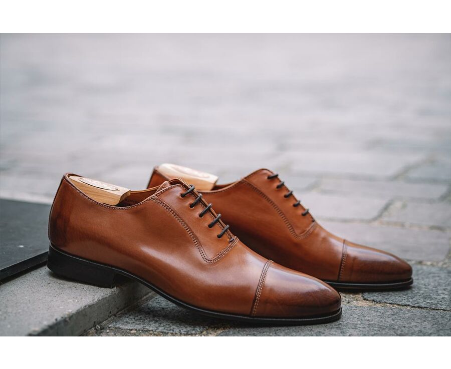 Richelieu homme Châtaigne Patiné semelle cuir - RINGWOOD
