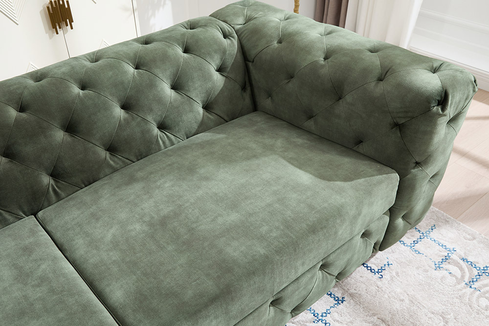 Chesterfield Sofa MODERN BAROCK 235cm grün Samt 3-Sitzer Couch Federkern