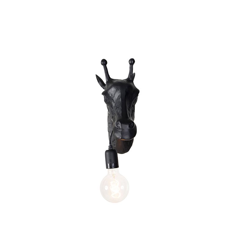 Klassieke wandlamp zwart - Animal Giraf