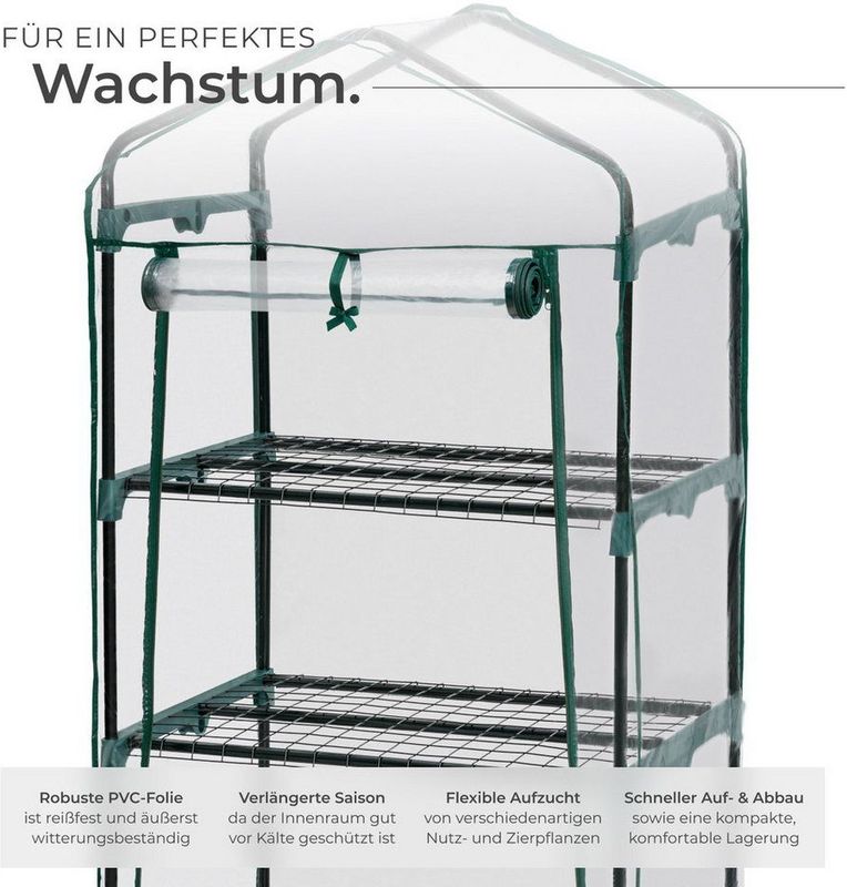 Mobiele Foliekas met 3 Planken 69x49x133 cm - Transparant