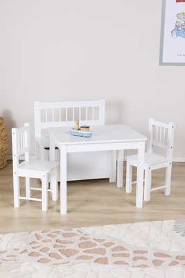 Alice & Fox LOVIS Bord og Stoler + Sofa med Oppbevaring, Hvit