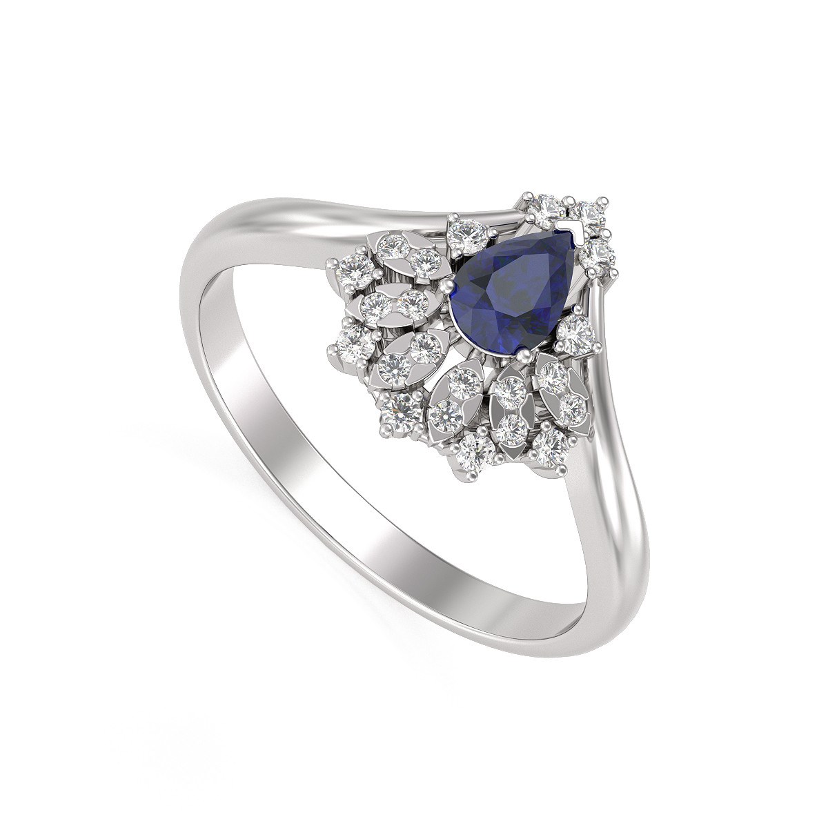 Bague ADEN Saphir et diamants sur Argent 925 3.6grs