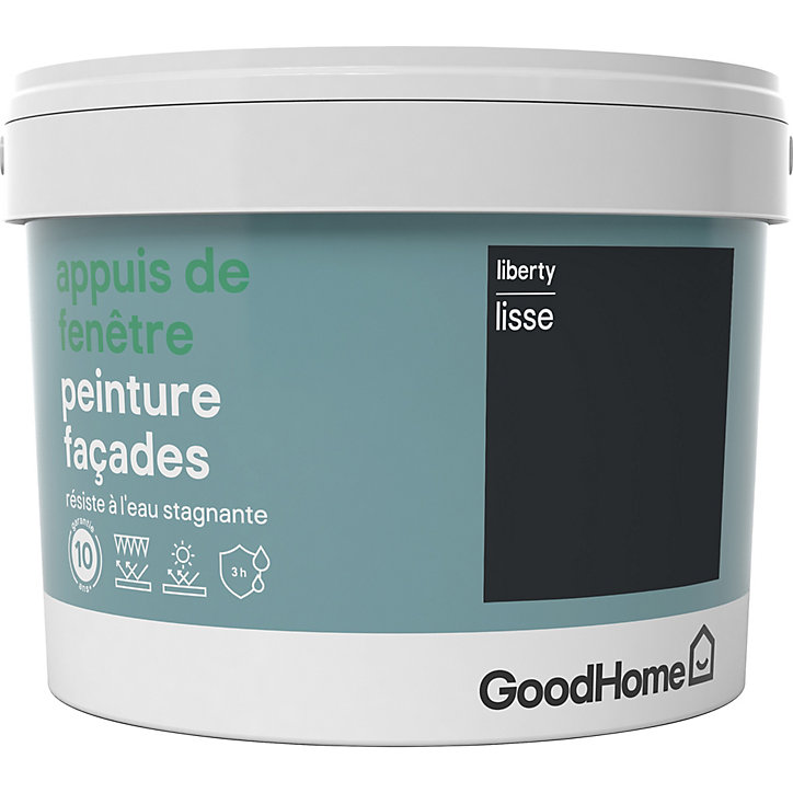 Peinture extérieure appuis de fenêtre GoodHome noir Liberty 2,5L